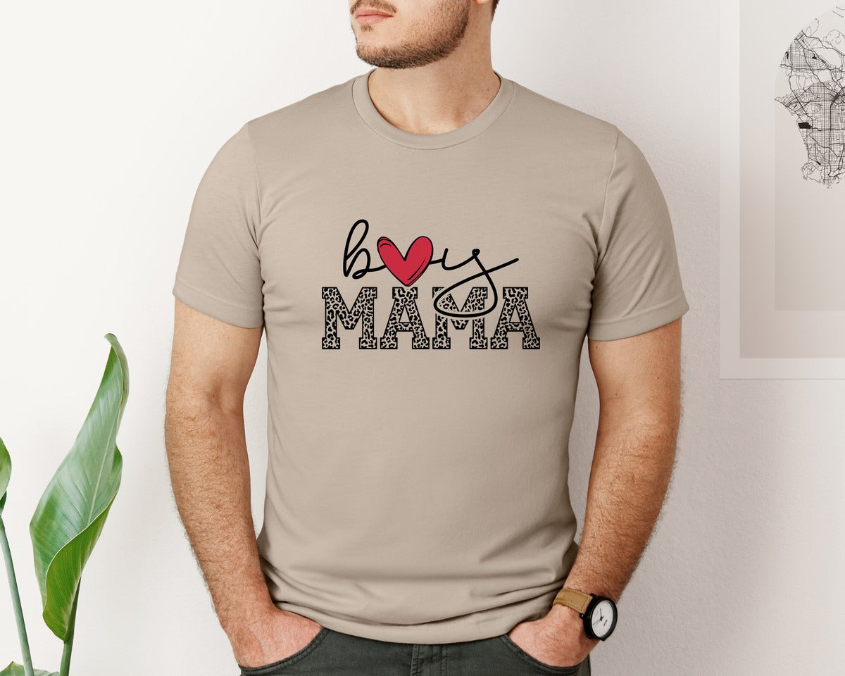 brand:Bella Canvas|color:Heather Tan|Boy Mama Mama Boy 2 Graphic T-Shirt