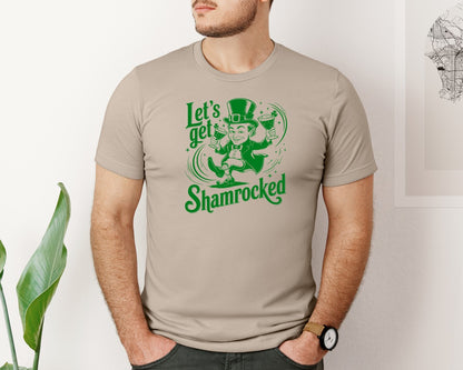 brand:Bella Canvas|color:Heather Tan|Lets Get Shamrocked Design 7 Graphic T-Shirt