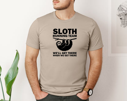 brand:Bella Canvas|color:Heather Tan|Sloth Running Team T Shirt 2 Graphic T-Shirt