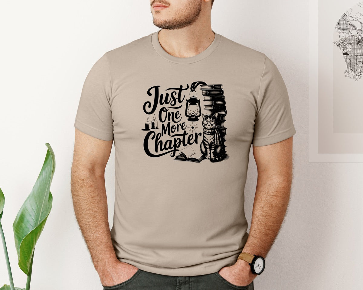 brand:Bella Canvas|color:Heather Tan|Just One More Chapter T Shirt Design Graphic T-Shirt