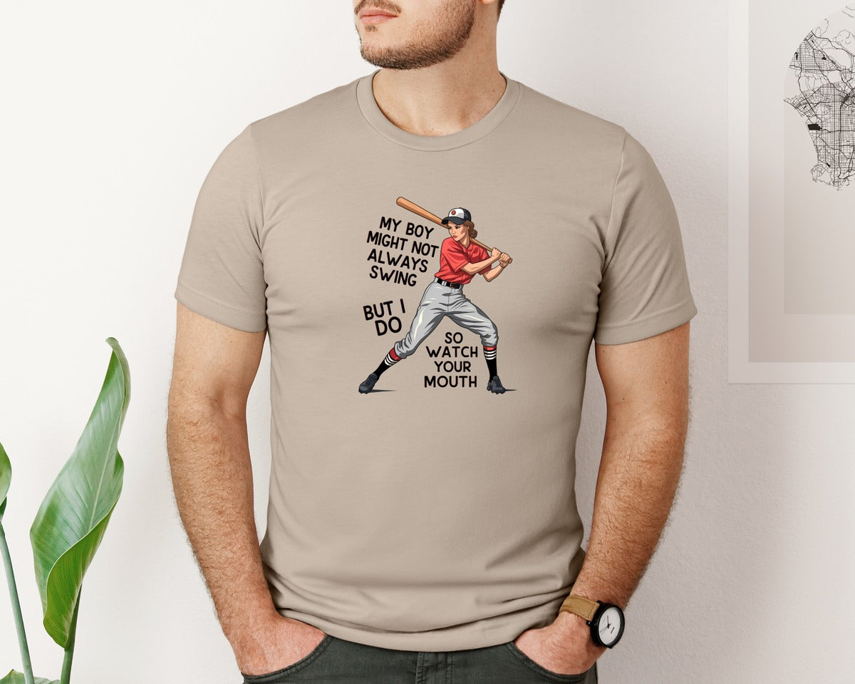 brand:Bella Canvas|color:Heather Tan|Baseball Mom Funny Softball 3 Graphic T-Shirt