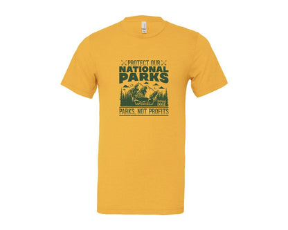 brand:Bella Canvas|color:Heather Yellow Gold|Protect Our National Parks Defund Doge 2 Graphic T-Shirt