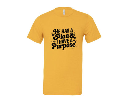 brand:Bella Canvas|color:Heather Yellow Gold|He Has A Plan And I Have A Purpose D Graphic T-Shirt