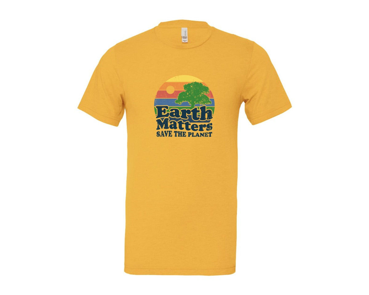 brand:Bella Canvas|color:Heather Yellow Gold|Earth Matters Save The Planet T Shirt Graphic T-Shirt