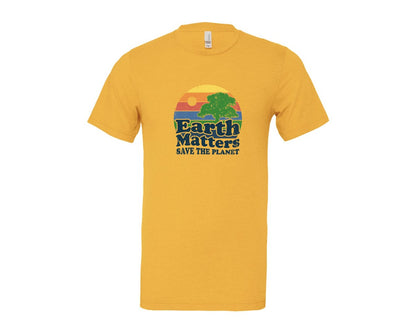 brand:Bella Canvas|color:Heather Yellow Gold|Earth Matters Save The Planet T Shirt Graphic T-Shirt