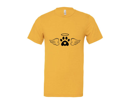 brand:Bella Canvas|color:Heather Yellow Gold|Dog Angel Wings Memorial Graphic T-Shirt