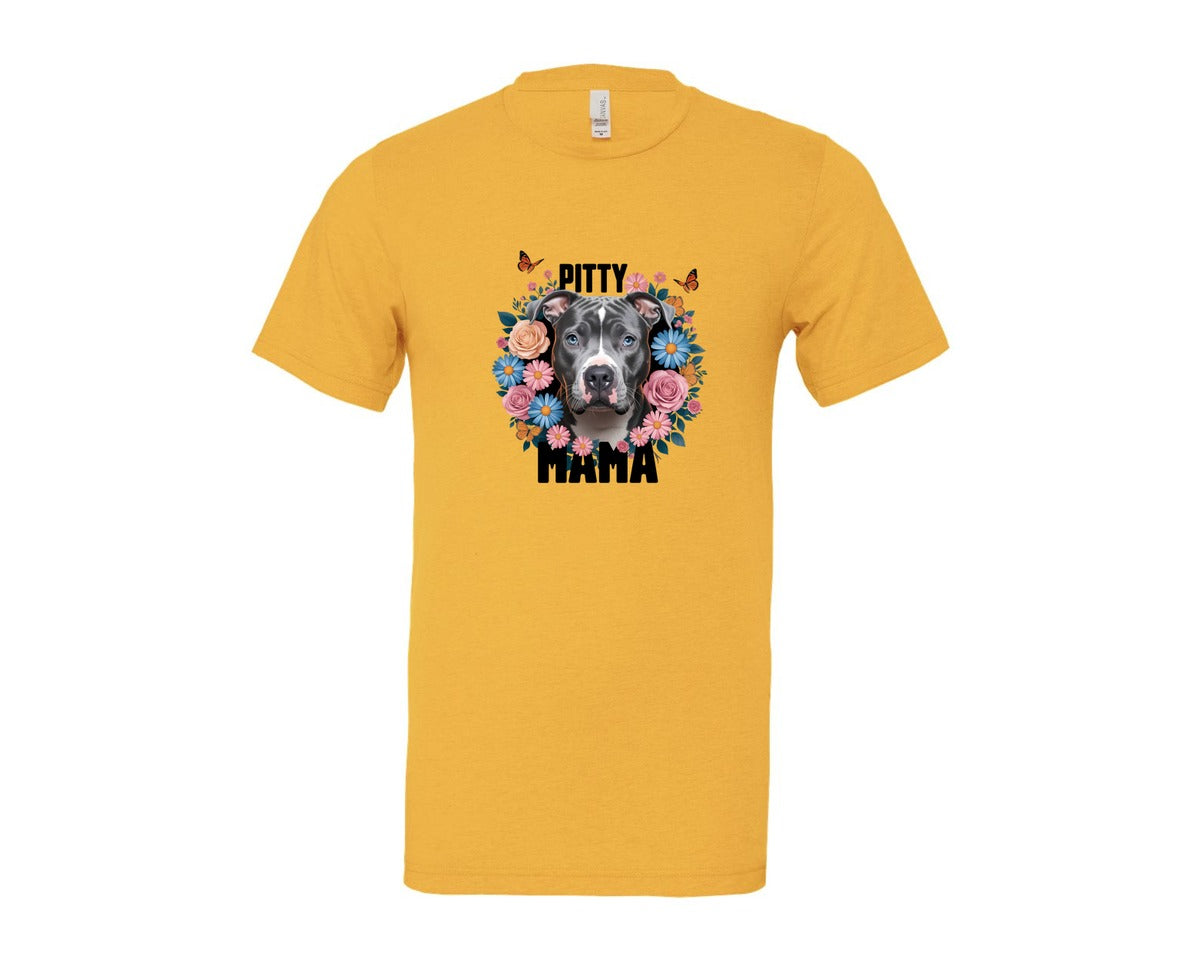 brand:Bella Canvas|color:Heather Yellow Gold|Pitty Mama Cute Pitbull Dog 3 Graphic T-Shirt