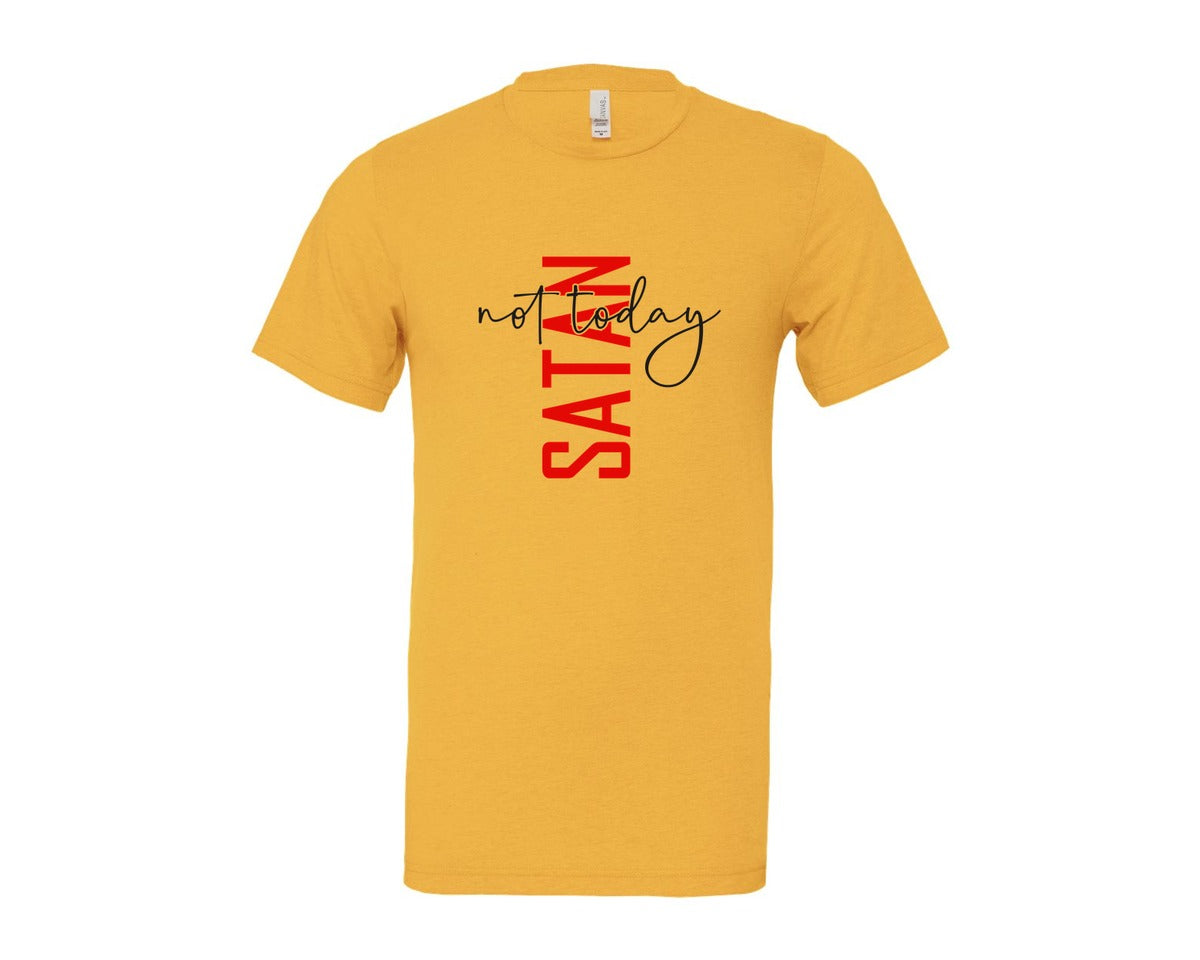 brand:Bella Canvas|color:Heather Yellow Gold|Not Today Satan Shirt Design Graphic T-Shirt