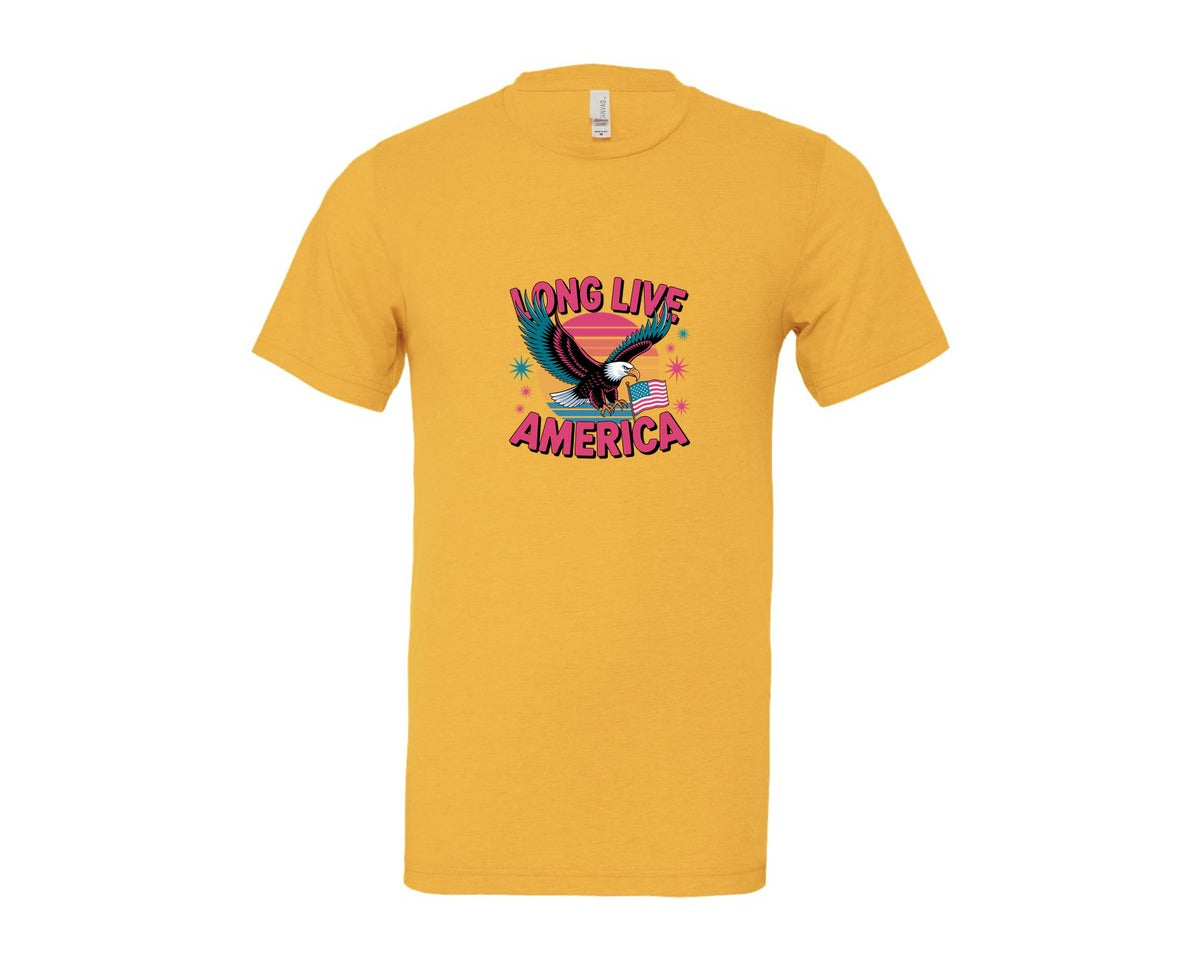 brand:Bella Canvas|color:Heather Yellow Gold|Long Live America Graphic T-Shirt