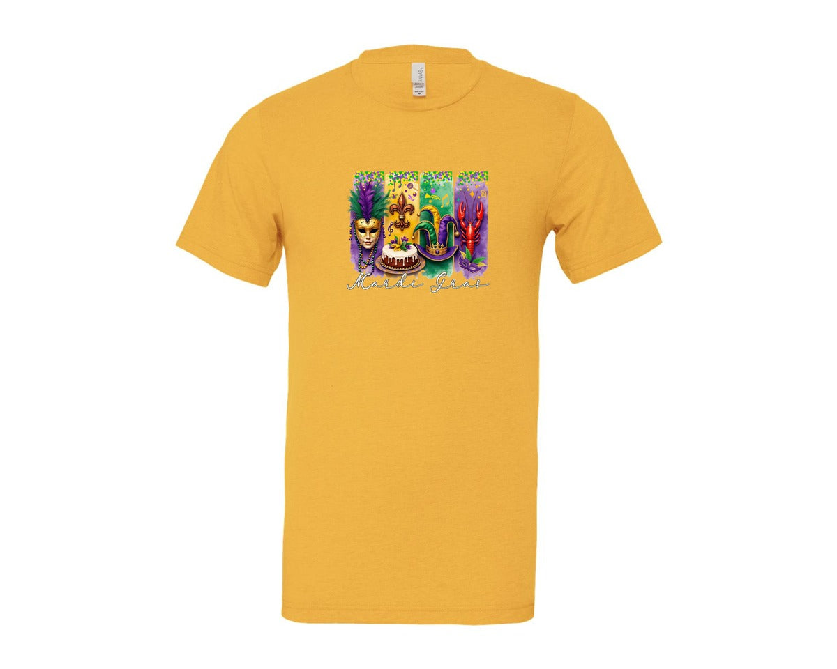 brand:Bella Canvas|color:Heather Yellow Gold|Mardi Gras Coquette 2 Graphic T-Shirt