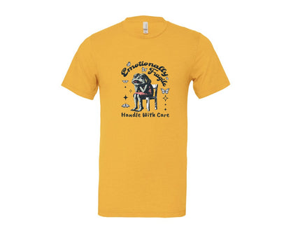 brand:Bella Canvas|color:Heather Yellow Gold|Frog Woman With Tears Emotionally Shirt Graphic T-Shirt