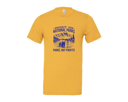 brand:Bella Canvas|color:Heather Yellow Gold|Protect Our National Parks Shirt Save Graphic T-Shirt