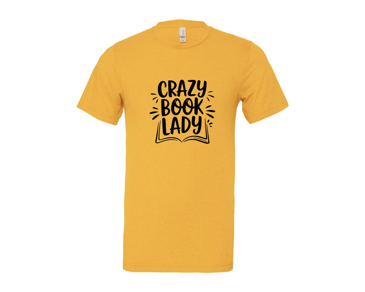 brand:Bella Canvas|color:Heather Yellow Gold|Crazy Book Lady T Shirt Design 4 Graphic T-Shirt