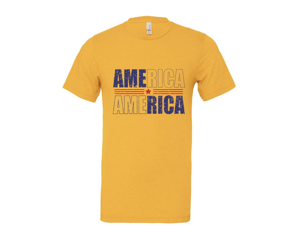 brand:Bella Canvas|color:Heather Yellow Gold|America Patriotic Graphic T-Shirt