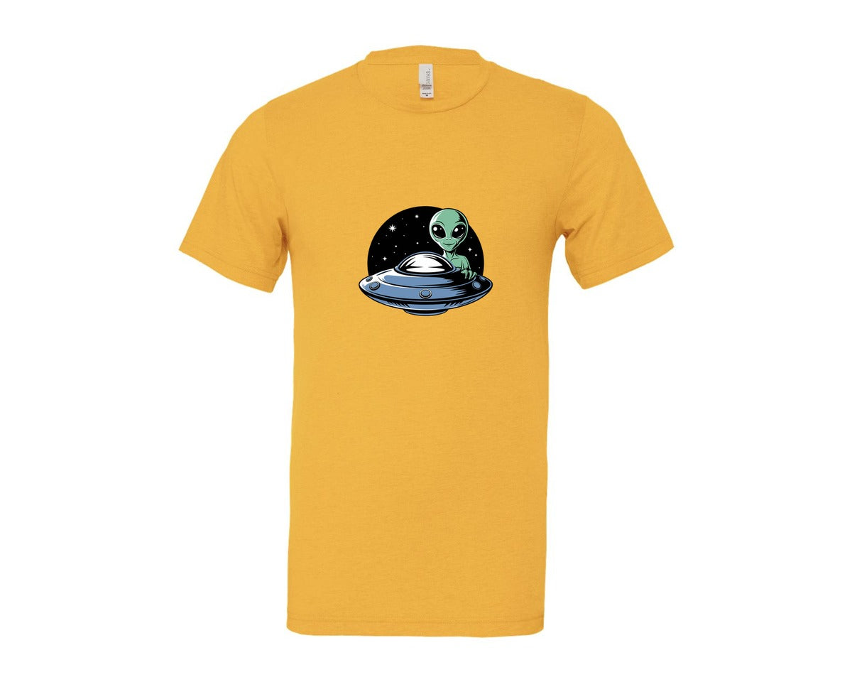 brand:Bella Canvas|color:Heather Yellow Gold|Retro Vintage Ufo Alien T Shirt Design 4 Graphic T-Shirt