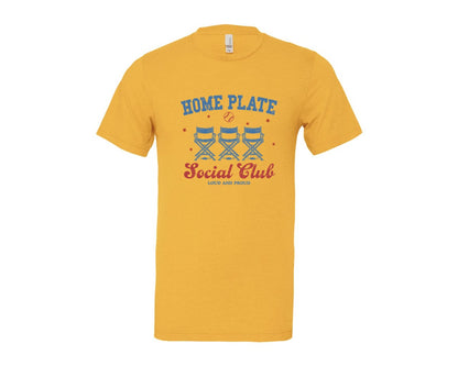 brand:Bella Canvas|color:Heather Yellow Gold|Vintage Baseball Home Plate Social Club Graphic T-Shirt