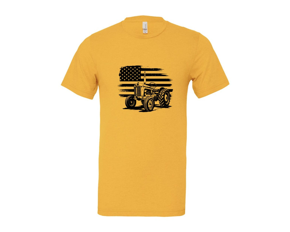 brand:Bella Canvas|color:Heather Yellow Gold|Tractor Flag Vector T Shirt Design Graphic T-Shirt