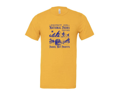brand:Bella Canvas|color:Heather Yellow Gold|Protect Our National Parks Defund Doge Graphic T-Shirt