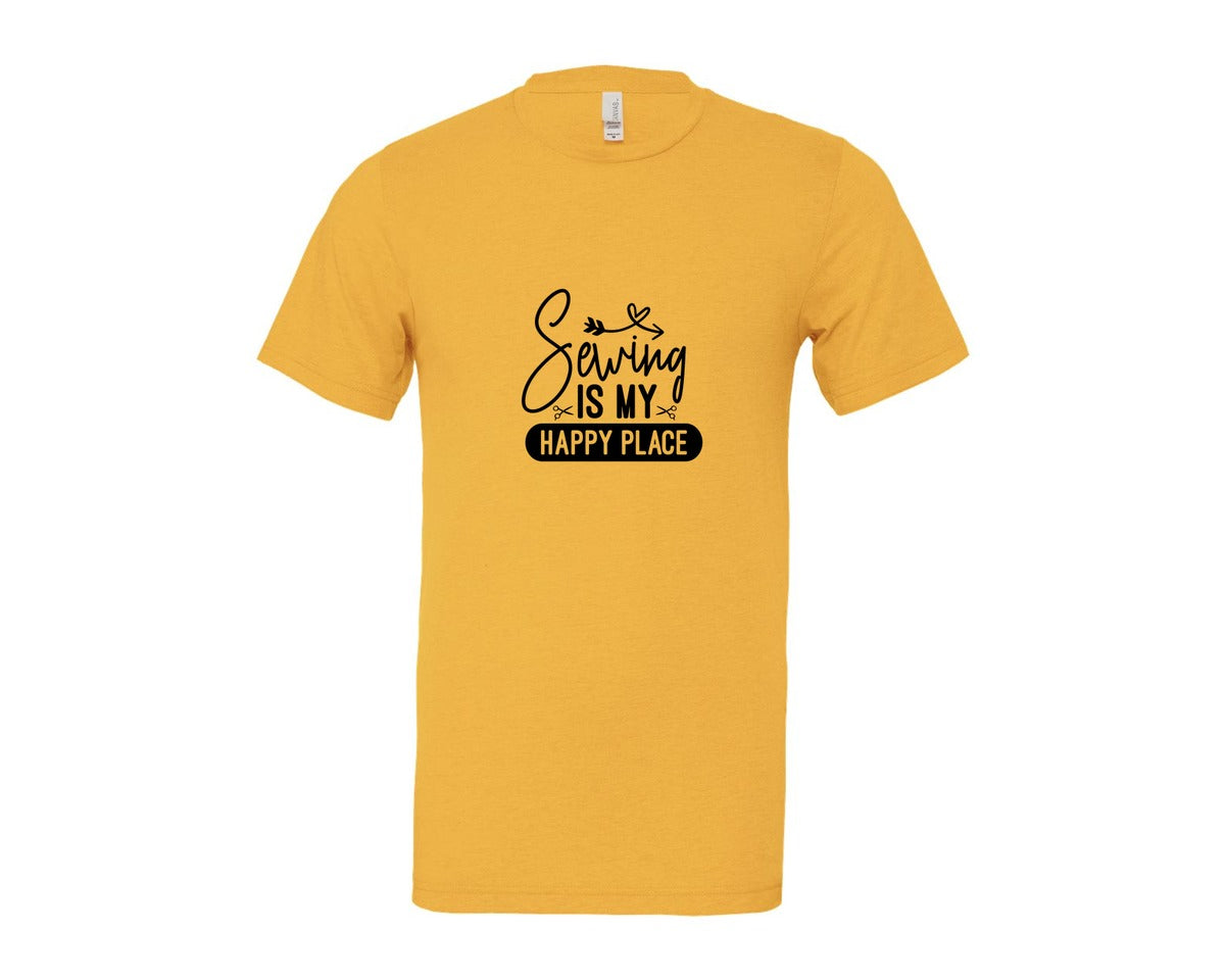 brand:Bella Canvas|color:Heather Yellow Gold|Sewing Is My Happy Place 36 Graphic T-Shirt
