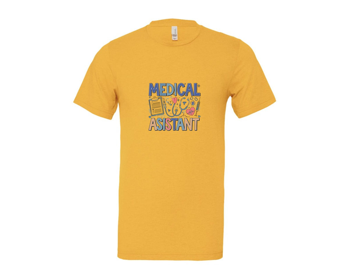 brand:Bella Canvas|color:Heather Yellow Gold|Medical Assistant 7 Graphic T-Shirt