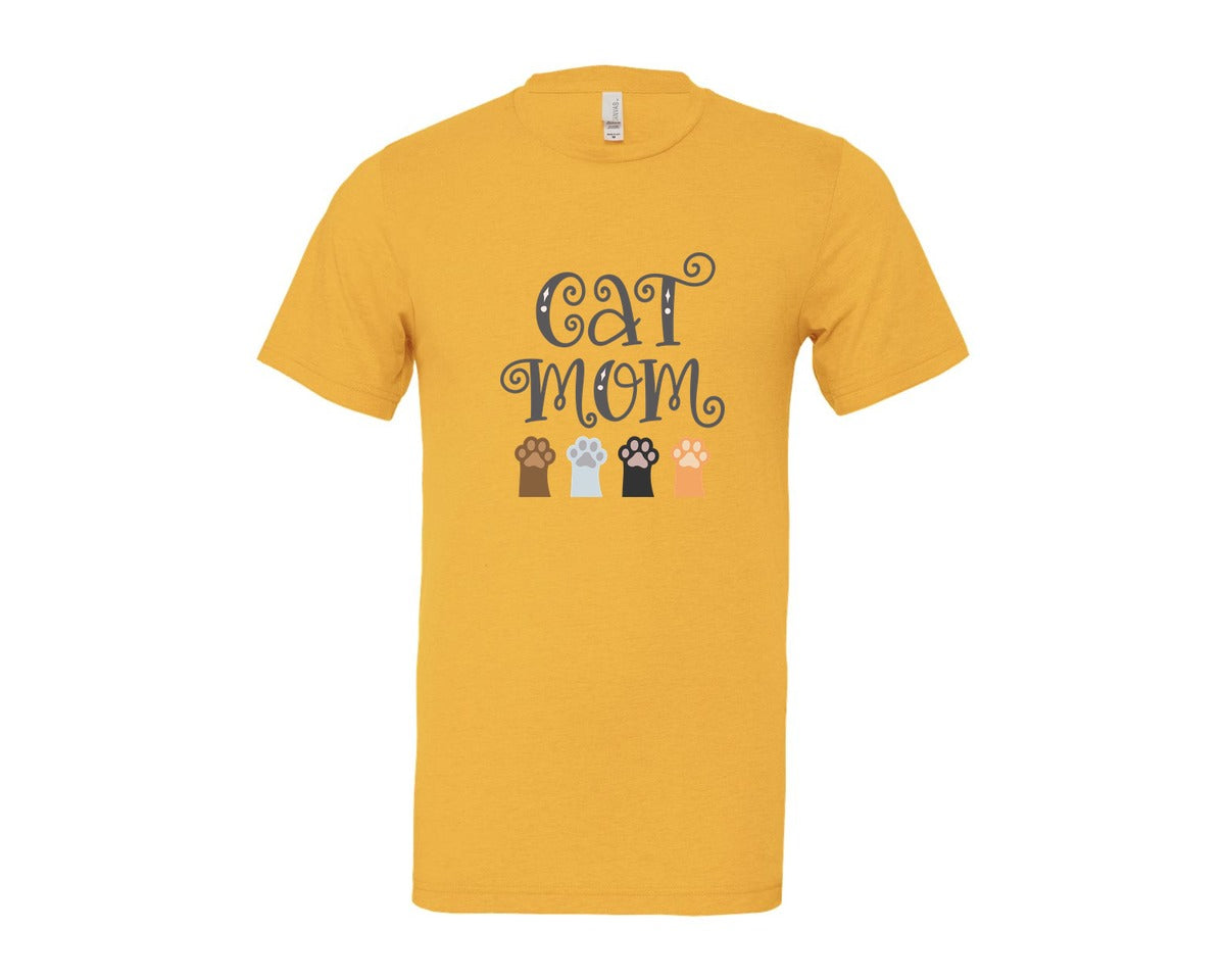 brand:Bella Canvas|color:Heather Yellow Gold|Cat Mom Cute Crazy Cat Lady Quote 2 Graphic T-Shirt