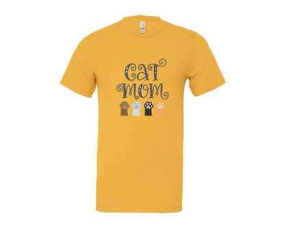 brand:Bella Canvas|color:Heather Yellow Gold|Cat Mom Cute Crazy Cat Lady Quote 2 Graphic T-Shirt