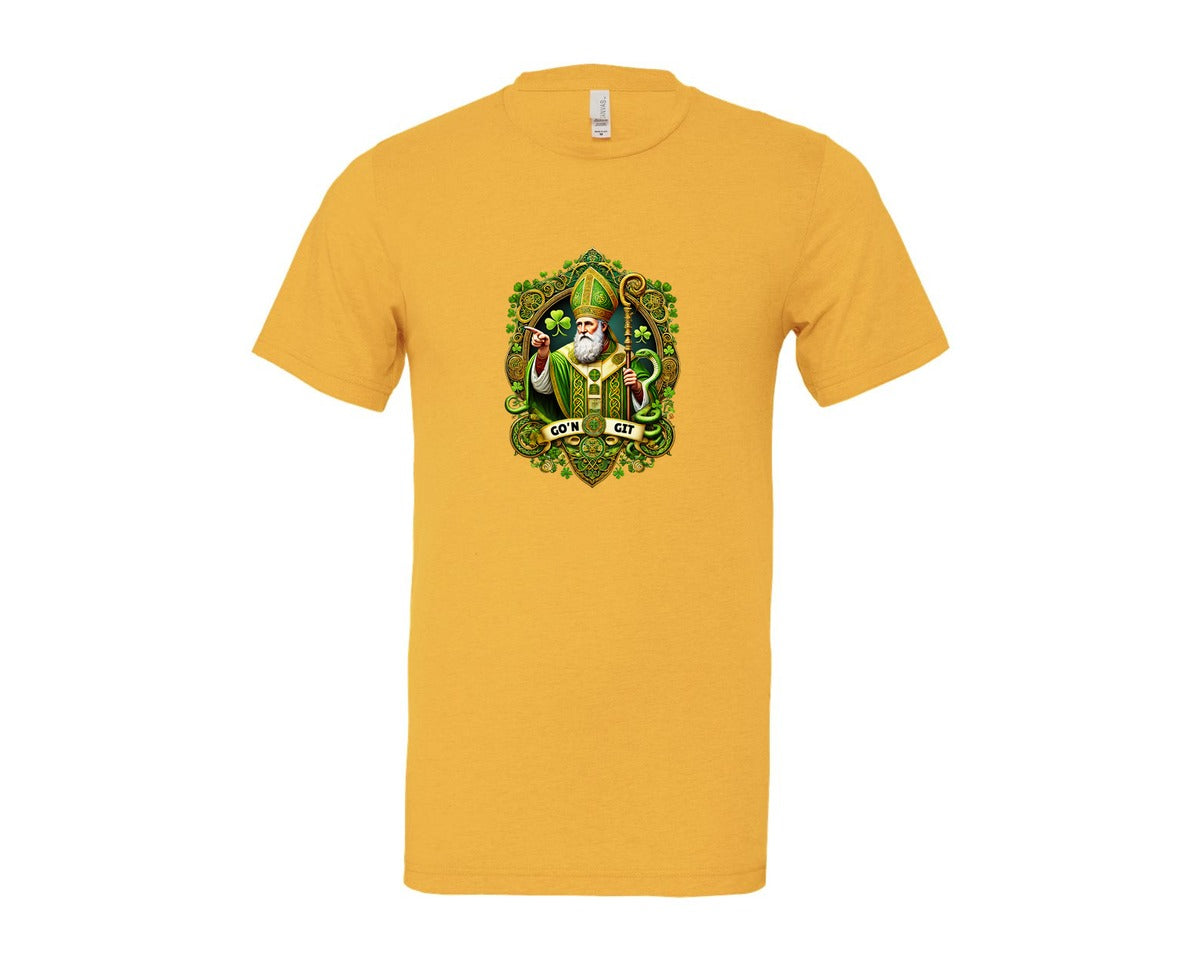 brand:Bella Canvas|color:Heather Yellow Gold|St Patricks Day Saint Patrick Graphic T-Shirt