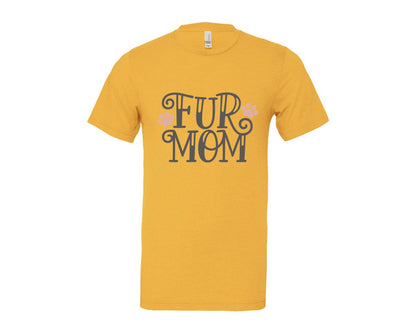 brand:Bella Canvas|color:Heather Yellow Gold|Fur Mom Cute Crazy Cat Lady Quote 2 Graphic T-Shirt
