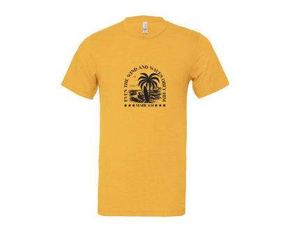 brand:Bella Canvas|color:Heather Yellow Gold|Wind And Waves Obey Him Mark 441 Graphic T-Shirt