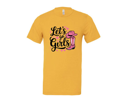 brand:Bella Canvas|color:Heather Yellow Gold|Lets Go Girls Western Cowgirl Graphic T-Shirt