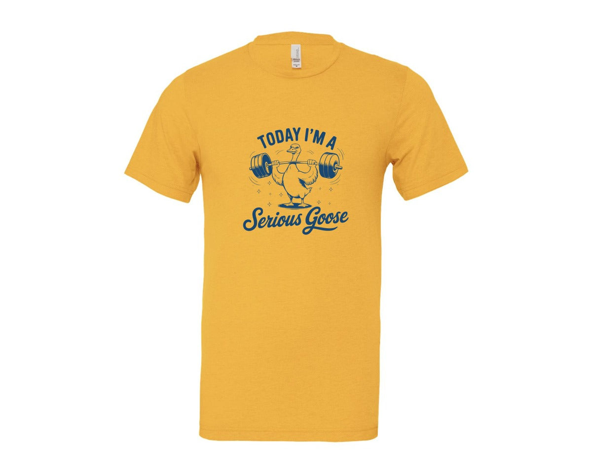 brand:Bella Canvas|color:Heather Yellow Gold|Today Im A Serious Goose Bird T Shirt S Graphic T-Shirt