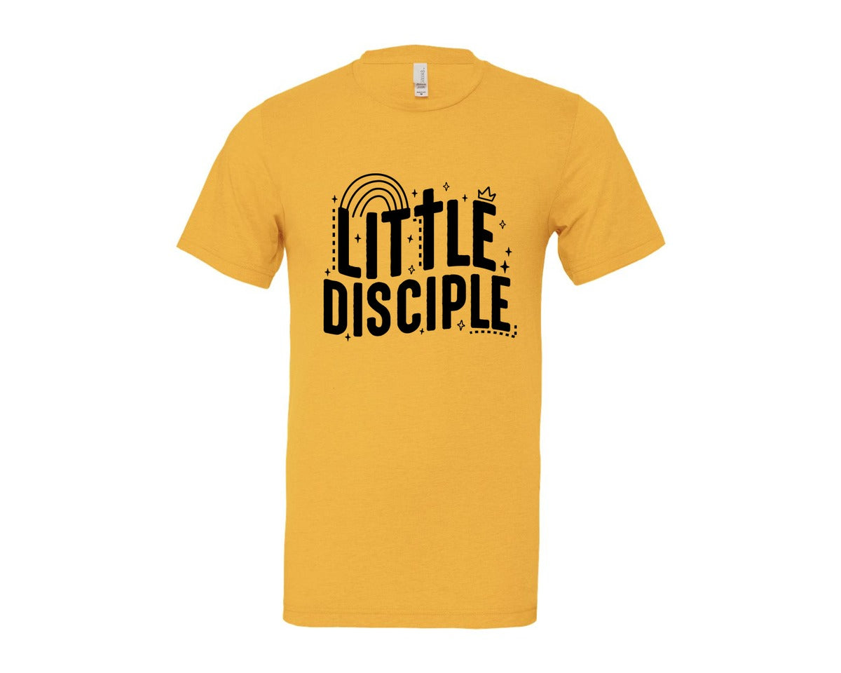 brand:Bella Canvas|color:Heather Yellow Gold|Retro Little Disciple Tshirt Kids Graphic T-Shirt