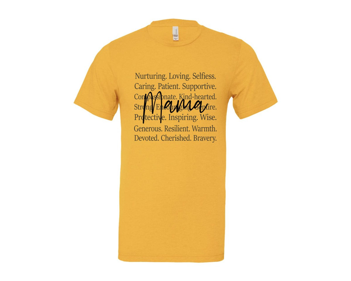 brand:Bella Canvas|color:Heather Yellow Gold|Mama Words Mothers Day Graphic T-Shirt