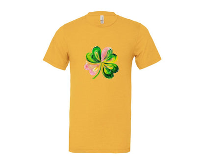 brand:Bella Canvas|color:Heather Yellow Gold|Brushstroke Shamrock Graphic T-Shirt
