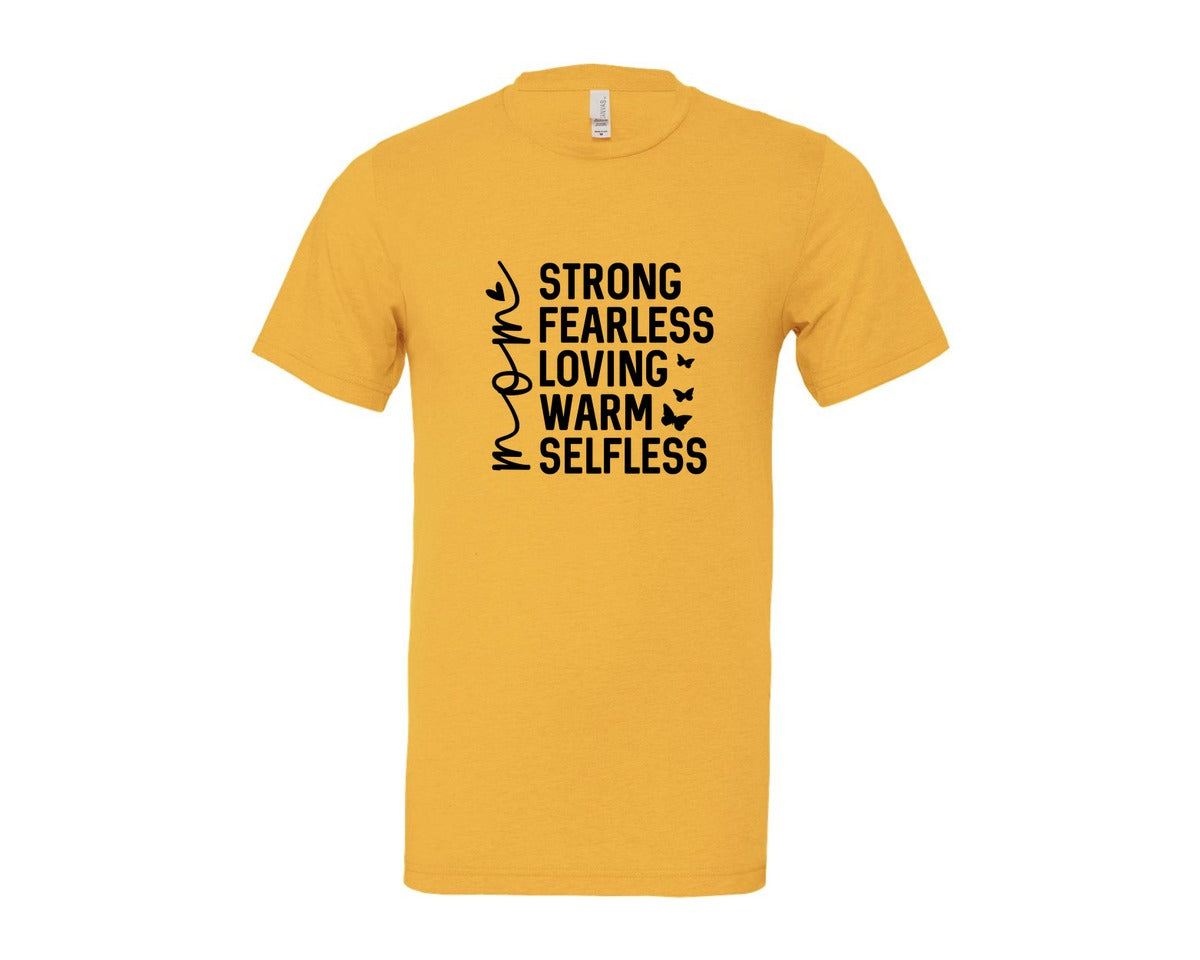 brand:Bella Canvas|color:Heather Yellow Gold|Strong Fearless Loving Warm Selfless Graphic T-Shirt