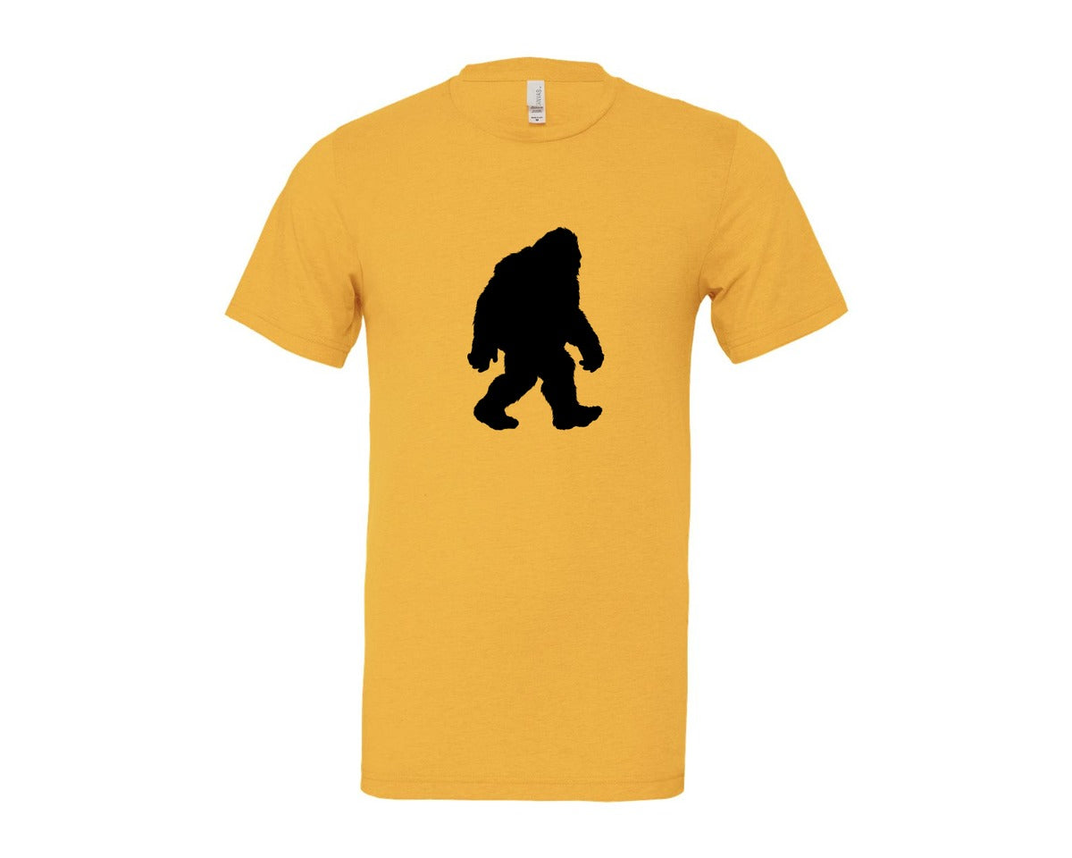 brand:Bella Canvas|color:Heather Yellow Gold|Bigfoot Sasquatch Figure Design Graphic T-Shirt