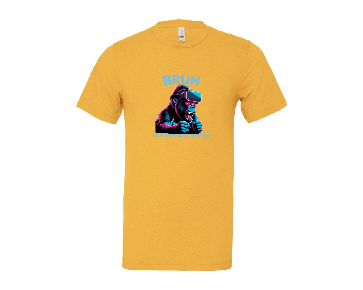 brand:Bella Canvas|color:Heather Yellow Gold|Bruh Id Rather Be Playing Tag T Shirt Graphic T-Shirt