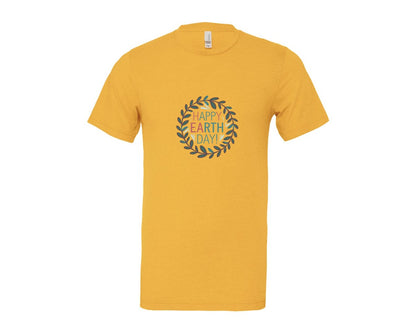 brand:Bella Canvas|color:Heather Yellow Gold|Earth Day With Leaf Wreath T Shirtdesign Graphic T-Shirt