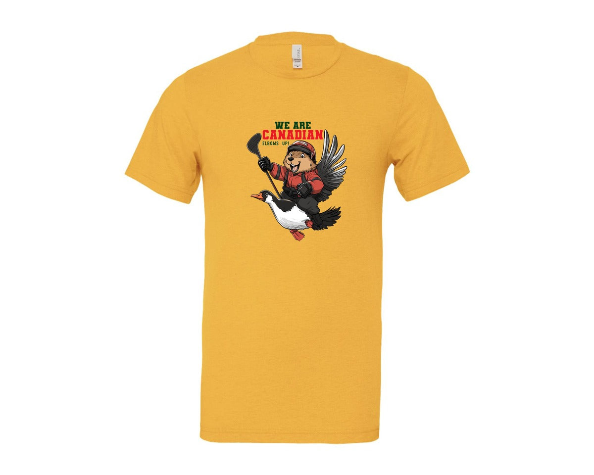 brand:Bella Canvas|color:Heather Yellow Gold|We Are Canada Elbows Up Graphic T-Shirt