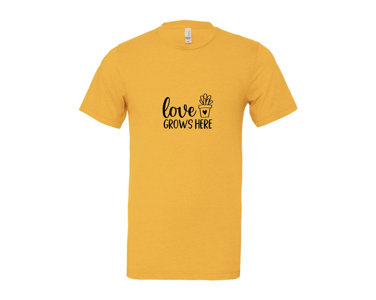 brand:Bella Canvas|color:Heather Yellow Gold|Love Grows Here 133 Graphic T-Shirt