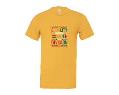 brand:Bella Canvas|color:Heather Yellow Gold|Equality Is Greater Than Division 6 Graphic T-Shirt