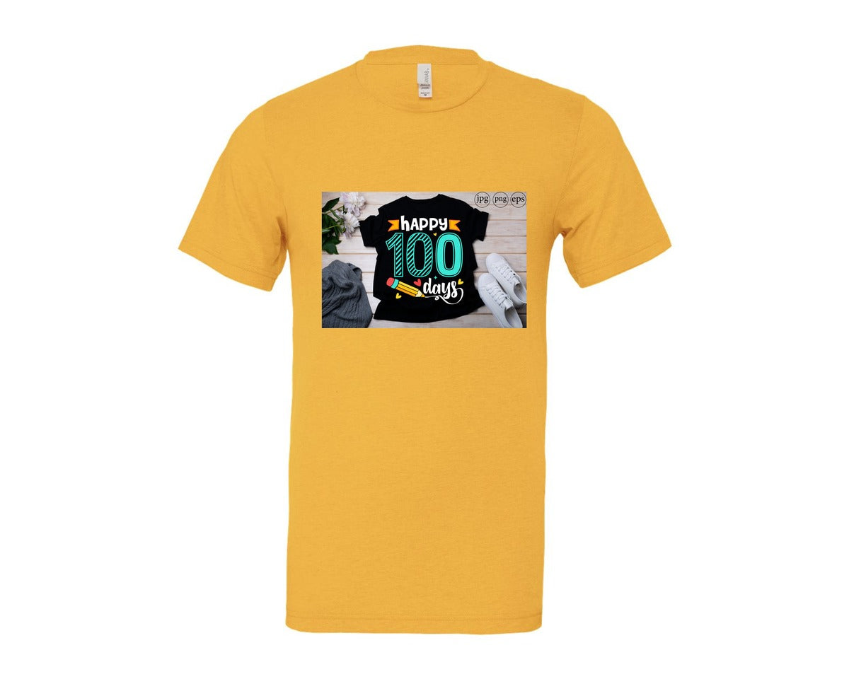 brand:Bella Canvas|color:Heather Yellow Gold|100 Days Of School Shirt 10 Graphic T-Shirt