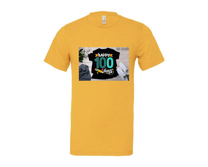 brand:Bella Canvas|color:Heather Yellow Gold|100 Days Of School Shirt 10 Graphic T-Shirt