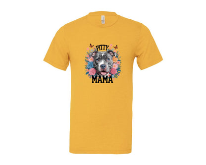 brand:Bella Canvas|color:Heather Yellow Gold|Pitty Mama Cute Pitbull Dog Graphic T-Shirt
