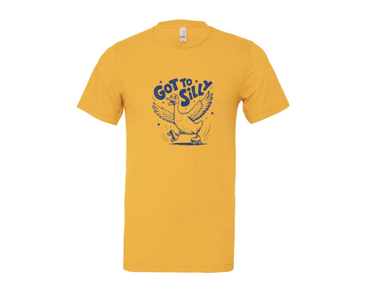 brand:Bella Canvas|color:Heather Yellow Gold|Funny Goose Got Too Silly Design Graphic T-Shirt