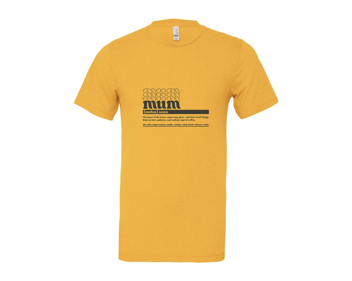 brand:Bella Canvas|color:Heather Yellow Gold|Mother Mum Funny Definition Graphic T-Shirt