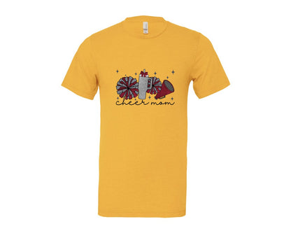 brand:Bella Canvas|color:Heather Yellow Gold|Cheer Mom Glitter Cheerleading Graphic T-Shirt