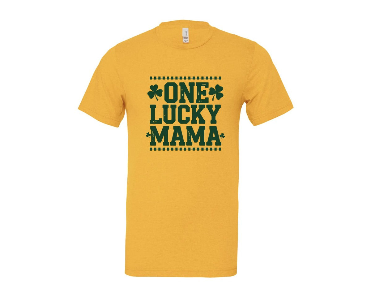 brand:Bella Canvas|color:Heather Yellow Gold|One Lucky Mama Design 40 Graphic T-Shirt