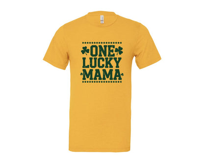 brand:Bella Canvas|color:Heather Yellow Gold|One Lucky Mama Design 40 Graphic T-Shirt