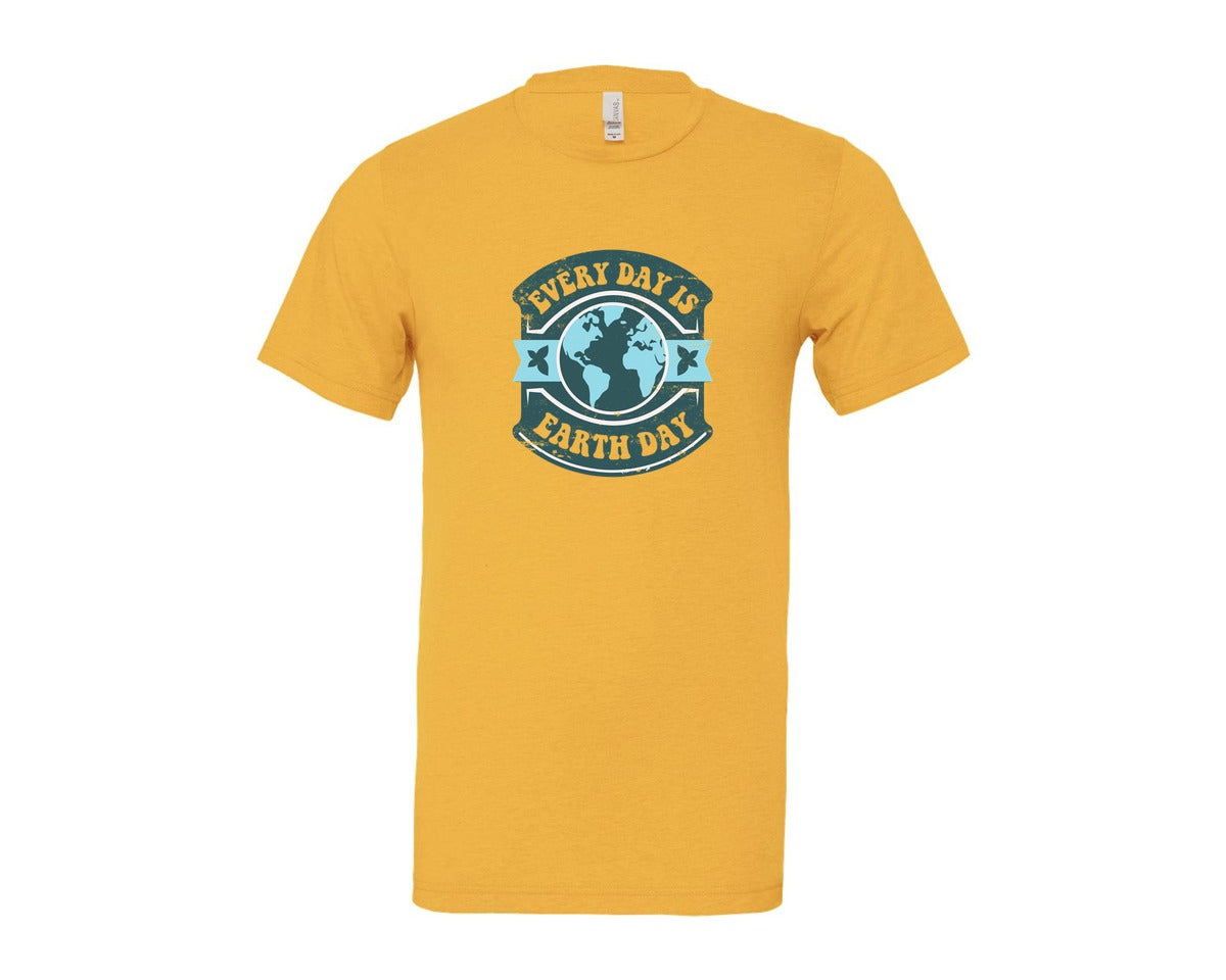brand:Bella Canvas|color:Heather Yellow Gold|Everyday Is Earth Day Graphic T-Shirt